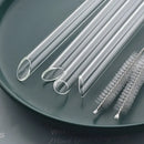 Axyaa Glass Straws: Reusable, Translucent, Heat-Resistant Drinking Straws with Cleaning Brush