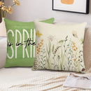 Axyaa Plant Flower Print Pillowcase - Green Polyester Cushion Cover