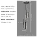Axyaa Nordic Black Rectangle LED Chandelier - Dimmable Living Room Pendant Lighting
