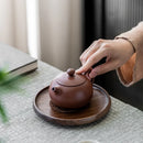 Axyaa Walnut Wood Tea Tray Small Kung Fu Tea Set Wood Partitioned Plate