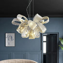 Axyaa Glass Flower Ring Pendant: Nordic Light Luxury Modern Dining Room Fixture