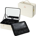 Axyaa LED Mirror Makeup Case|Travel Cosmetic Bag with Dividers & Brush Holder