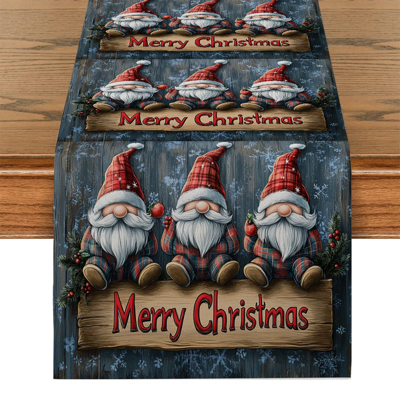 Axyaa Christmas Dwarf Tree Table Runner for Kitchen Dining Party Decor