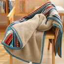 Axyaa Striped Print Double Layer Flannel Sofa Blanket for Warmth and Style