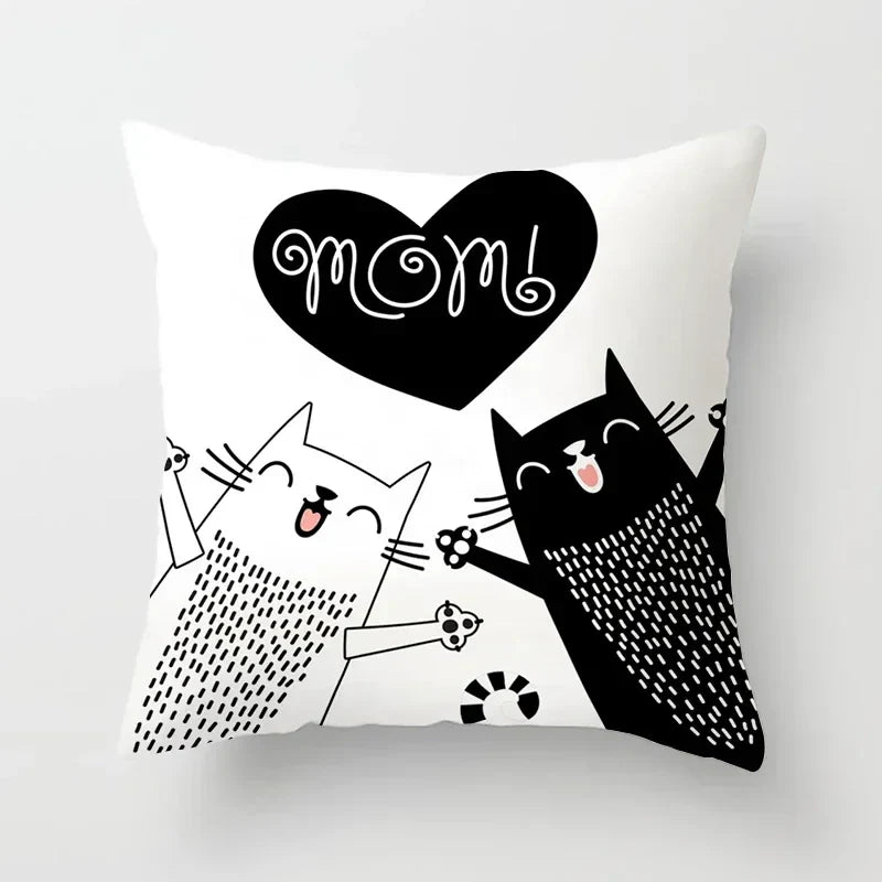 Axyaa Cat Sofa Pillow Cover - Cartoon Style Home Decor Pillowcase