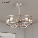 Axyaa 5-Light Vintage Silver Chandelier Ceiling Fan with Remote Control