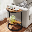 Axyaa Semi Circle End Table with Storage, Small Half Round Side Table for Sofa