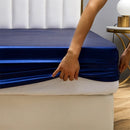 Axyaa Satin Fitted Bed Sheet Set Queen/King Size Luxurious Soft Silky Elastic Bedsheet