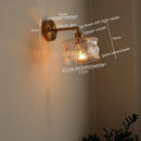 Axyaa Glass Copper LED Wall Sconce Pull Chain Switch Bedroom Living Room Light