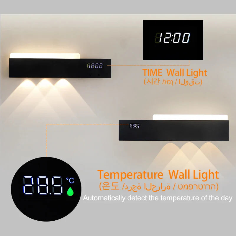 Axyaa Smart Indoor Wall Light with Digital Time Display for Home Decor