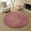 Axyaa Kids Bedroom Plush Rug: Circular White Fluffy Carpet for Nursery & Play Mat