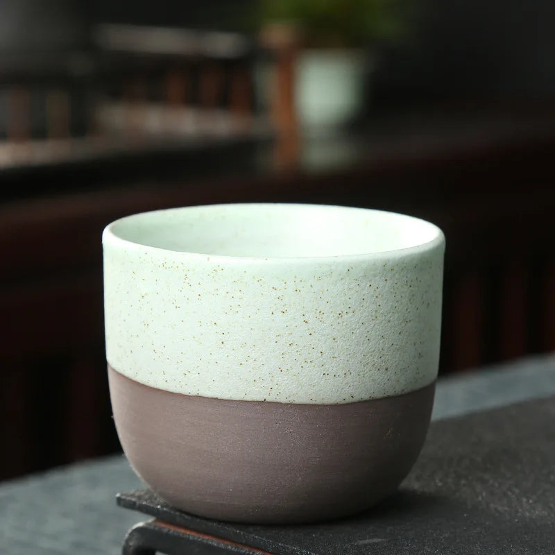 Axyaa Retro Rough Pottery Teacups Set, Handmade Ceramic Coffee Mug, Kung Fu Tea Cup