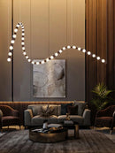 Axyaa Dimmable Pearl Necklace Chandelier Pendant Lights for Living Room