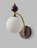 Axyaa Neoclassical Wood Wall Sconce with High CRI Japanese Glass Bedside Lamp