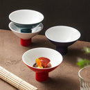 Axyaa High Foot Ceramic Dessert Bowl for Hotel and Restaurant - Artistic Snack Plate
