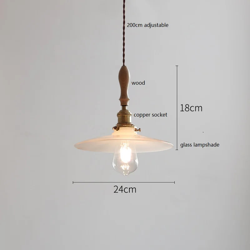 Axyaa Ceramic LED Pendant Light with Wood Copper Socket - 30CM