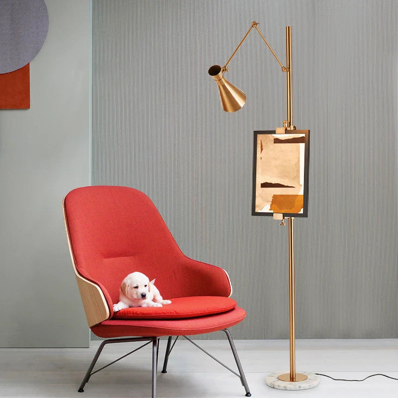 Axyaa Modern Metal Marble LED Gold Floor Lamp for Home Decor