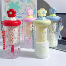 Axyaa Flower Tea Glass Straw Tumbler Water Bottle Girls Cold Beverage Cup