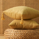 Axyaa Linen Tassel Throw Pillow Covers - Boho Farmhouse Home Decor