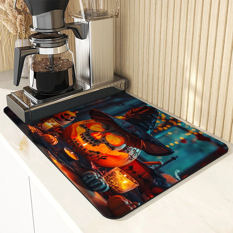 Axyaa Halloween Jack-o-Lantern Wizard Hat Absorbent Drying Mat