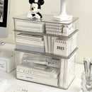Acrylic Desk Stationery Organizer by Axyaa: Clear Desktop Storage Box for School Supplies