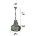 Axyaa Nordic Wooden Bead LED Chandelier, Retro Attic E27 Pendant Lamp