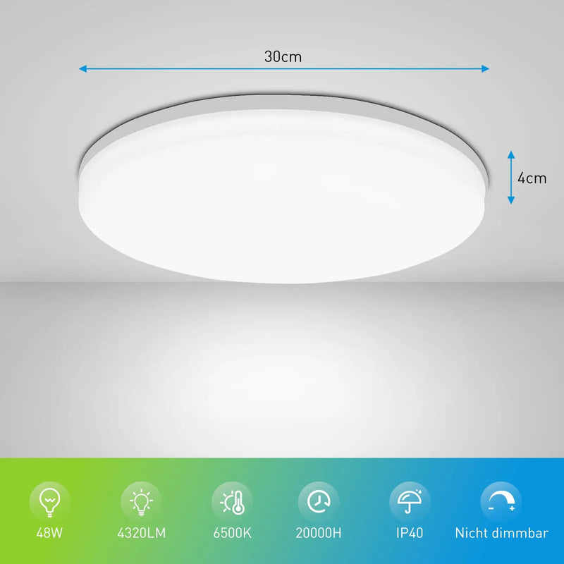 Axyaa 48W LED Ceiling Lamp: Ultra-thin Bedroom Light Fixture