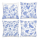 Axyaa Blue Floral & Bird Pattern Pillow Covers for Sofa Bedroom Car