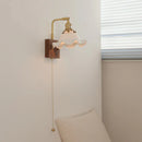 Axyaa Walnut Brass LED Wall Sconce Nordic Modern Bedside Lamp Rotatable Stair Light