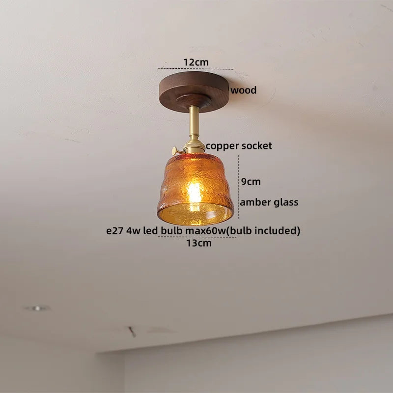 Axyaa Green Glass LED Ceiling Lights for Modern Indoor Lighting