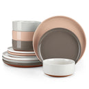 Axyaa Sesame Glaze Stoneware Dinnerware Set - 12/24 Pcs Plates Set