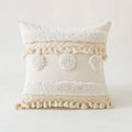 Axyaa Boho Tufted Lumbar Pillow Cover with Tassels - Modern Farmhouse Style