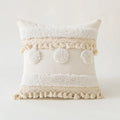 Axyaa Tufted Tassels Cushion Cover Cotton Linen Boho Throw Pillow for Home Decor