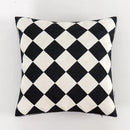 Axyaa Black White Embroidered Cotton Cushion Cover 45x45cm Square for Sofa Bed