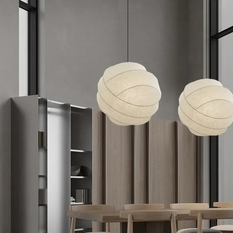 Axyaa Silk Fabric LED Pendant Chandelier, Nordic Modern Design