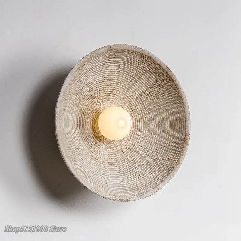 Axyaa Circle Wall Lamp: Retro Japanese Style Bedroom Sconces for Indoor Lighting