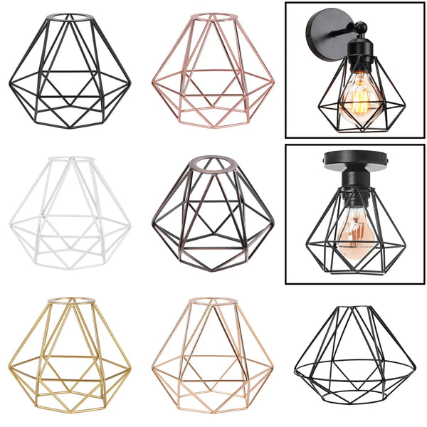 Axya Industrial Geometric Metal Wire Frame Ceiling Pendant Lampshade