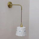 Axyaa Wooden Brass Glass Wall Lamp Modern Simple Bedroom Bedside Light