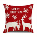 Axyaa Christmas Red & White Pattern Cushion Cover for Sofa, Bedroom, Car