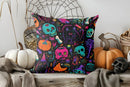 Halloween Pillow Cover Ghosts & Black Cat Design by Axyaa