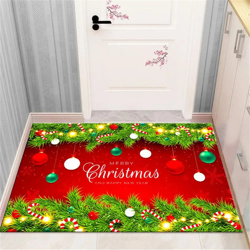 Axyaa Christmas & New Year Home Decor Door Mat - Anti-Slip Floor Rug