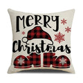 Axyaa Christmas Linen Print Throw Pillow Cover for Home Sofa, Living Room and Bedroom