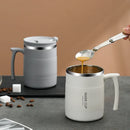 Axyaa Double-layer Insulated Coffee Mug with Folding Spoon