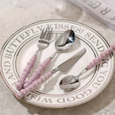 Axyaa Pearl Byen Ceramic Handle Cutlery Spoon Fork Set