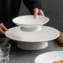 Axyaa Ceramic High-Footed Plate Set for Restaurant, Desserts, Snacks, Pasta - Artistic Tableware