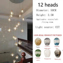 Axyaa Spiral Stairwell Glass LED Chandelier - Modern Nordic Design, Creative Duplex Villa Pendant Light