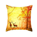 Axyaa Autumn Gold Red Forest Plush Cushion Cover: Vintage Oil Painting Pillowcase