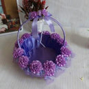 Axyaa Handmade Flower Lace Round Storage Basket