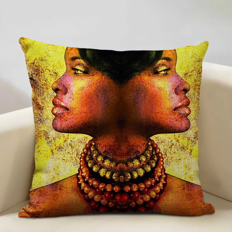Axyaa African Woman Ethnic Cushion Cover 45x45cm