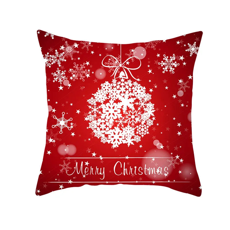 Axyaa Christmas Gift Pillowcase Red Print Cushion Cover for Home Sofa